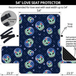 Astronaut Alien Cat Print Loveseat Protector