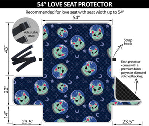 Astronaut Alien Cat Print Loveseat Protector