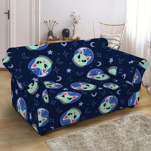 Astronaut Alien Cat Print Loveseat Slipcover