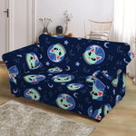 Astronaut Alien Cat Print Loveseat Slipcover