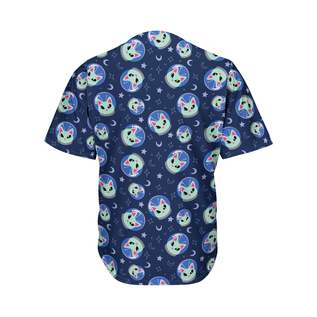 Astronaut Alien Cat Print Men's Baseball Jersey