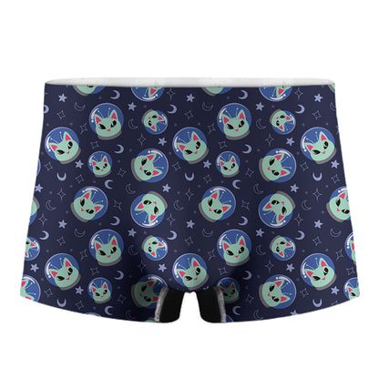 Astronaut Alien Cat Print Men's Boxer Briefs