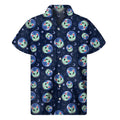 Astronaut Alien Cat Print Men's Short Sleeve Shirt