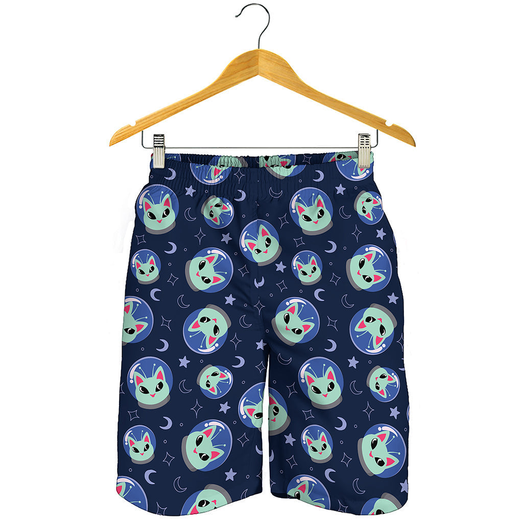 Astronaut Alien Cat Print Men's Shorts