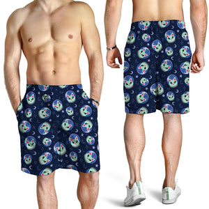 Astronaut Alien Cat Print Men's Shorts