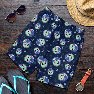 Astronaut Alien Cat Print Men's Shorts