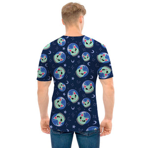 Astronaut Alien Cat Print Men's T-Shirt