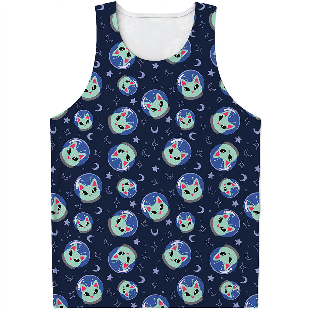 Astronaut Alien Cat Print Men's Tank Top