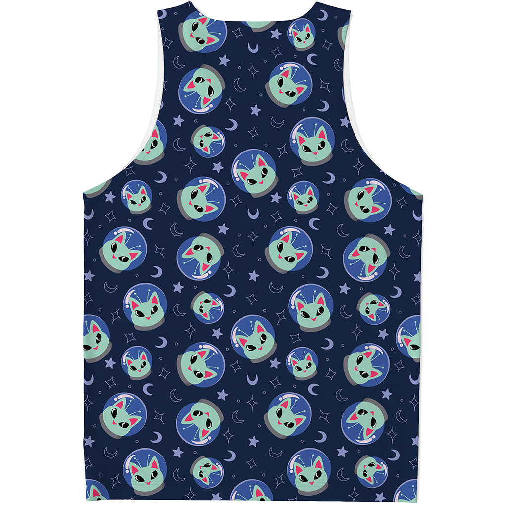 Astronaut Alien Cat Print Men's Tank Top