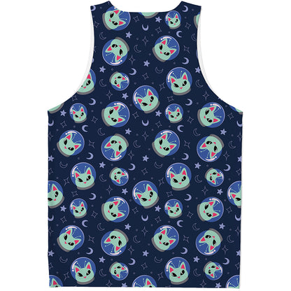 Astronaut Alien Cat Print Men's Tank Top