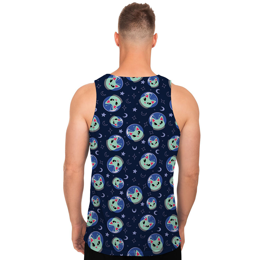 Astronaut Alien Cat Print Men's Tank Top