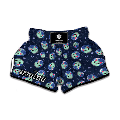 Astronaut Alien Cat Print Muay Thai Boxing Shorts
