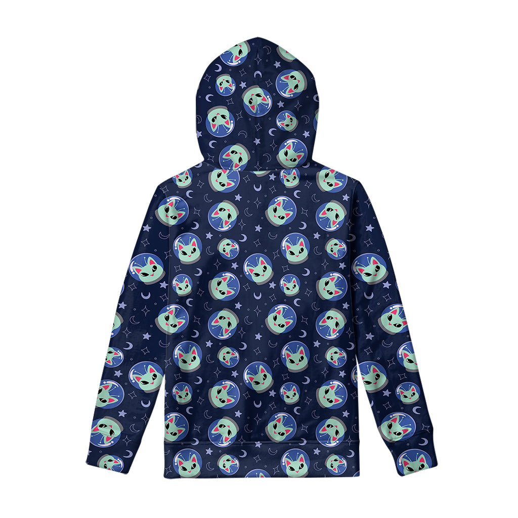 Astronaut Alien Cat Print Pullover Hoodie