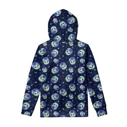 Astronaut Alien Cat Print Pullover Hoodie