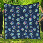 Astronaut Alien Cat Print Quilt