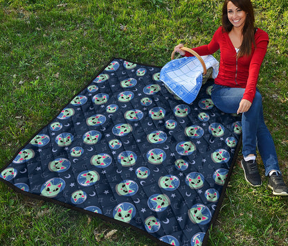 Astronaut Alien Cat Print Quilt