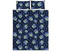 Astronaut Alien Cat Print Quilt Bed Set