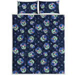 Astronaut Alien Cat Print Quilt Bed Set