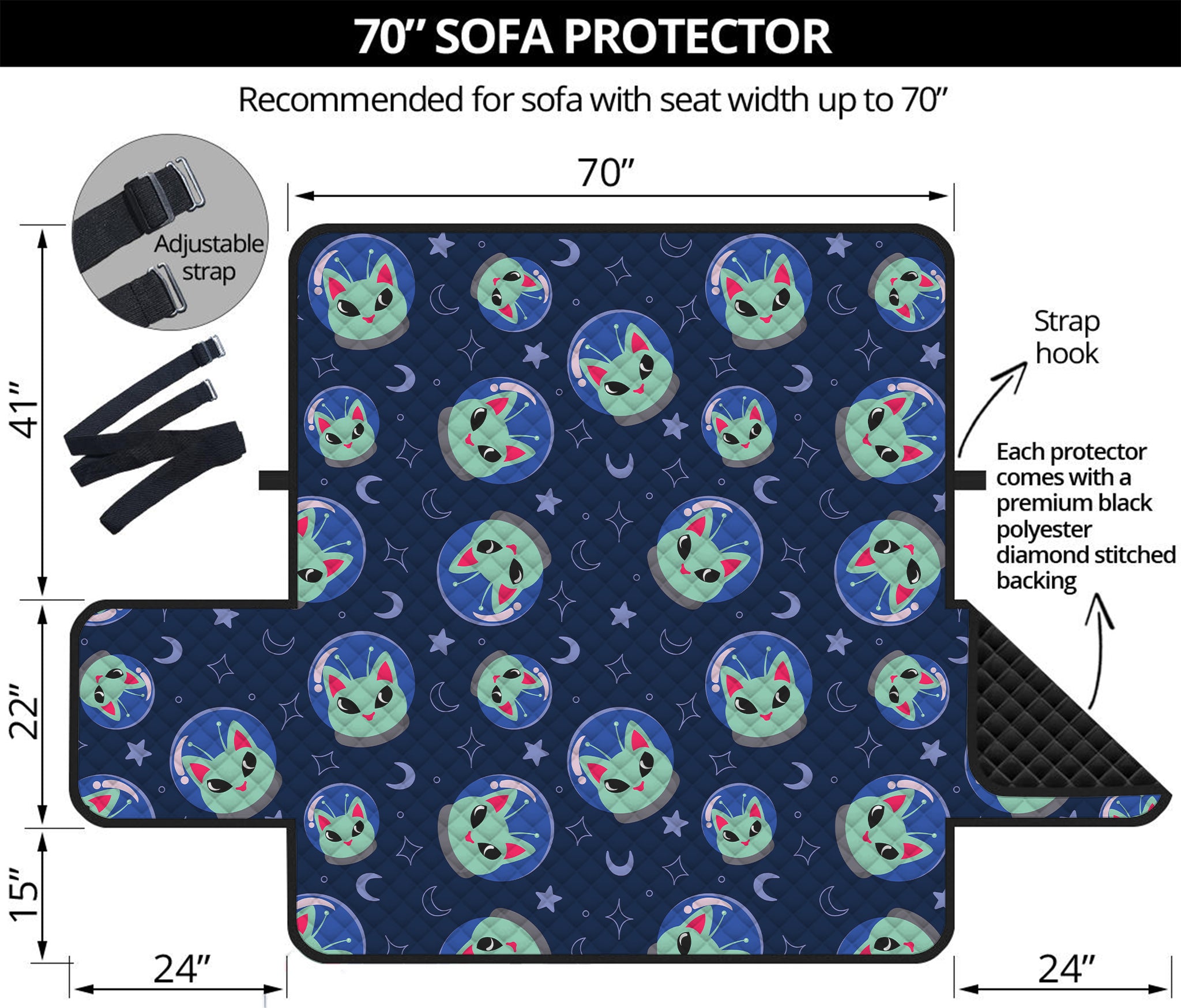 Astronaut Alien Cat Print Sofa Protector