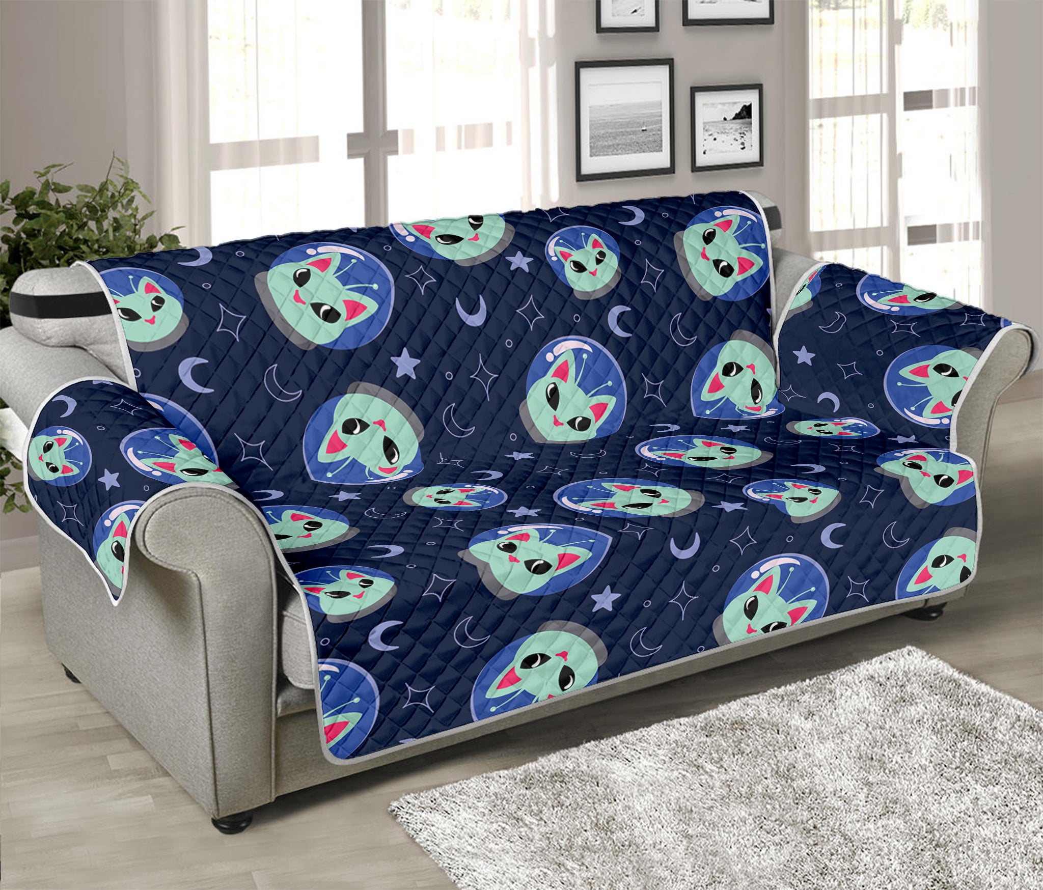 Astronaut Alien Cat Print Sofa Protector