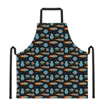 Astronaut And Space Pixel Pattern Print Apron