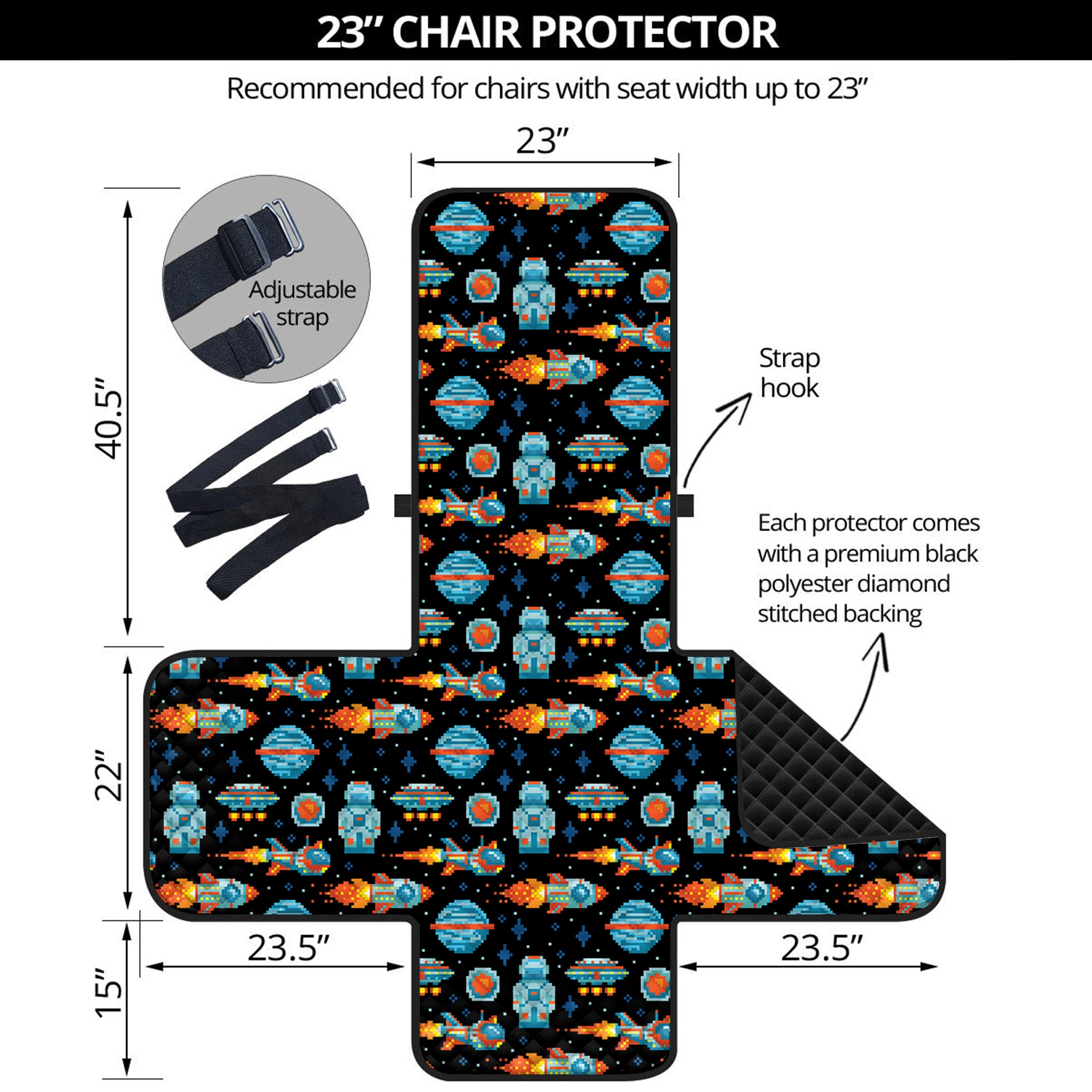 Astronaut And Space Pixel Pattern Print Armchair Protector