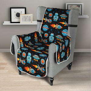 Astronaut And Space Pixel Pattern Print Armchair Protector