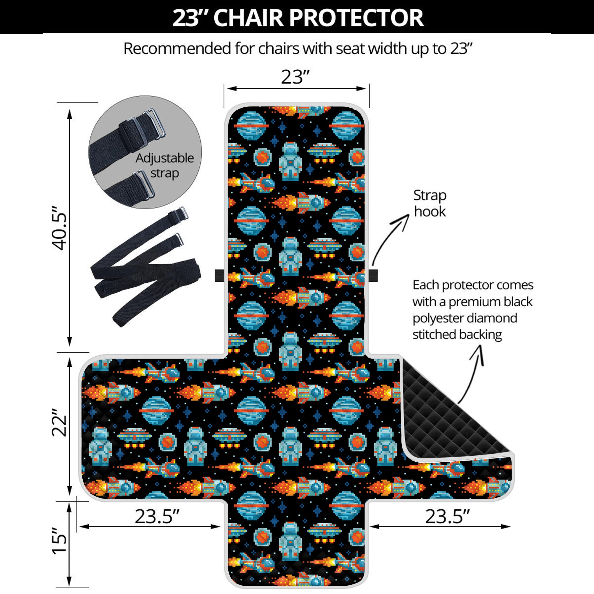 Astronaut And Space Pixel Pattern Print Armchair Protector