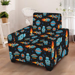 Astronaut And Space Pixel Pattern Print Armchair Slipcover