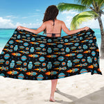 Astronaut And Space Pixel Pattern Print Beach Sarong Wrap