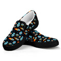 Astronaut And Space Pixel Pattern Print Black Slip On Sneakers
