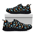 Astronaut And Space Pixel Pattern Print Black Running Shoes