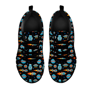 Astronaut And Space Pixel Pattern Print Black Sneakers