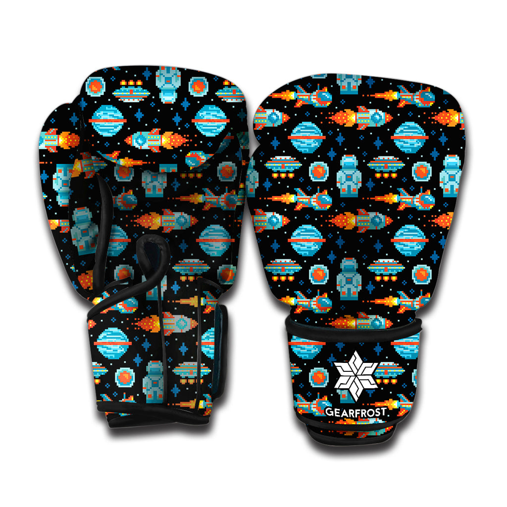 Astronaut And Space Pixel Pattern Print Boxing Gloves