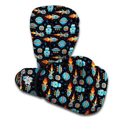 Astronaut And Space Pixel Pattern Print Boxing Gloves