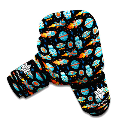 Astronaut And Space Pixel Pattern Print Boxing Gloves