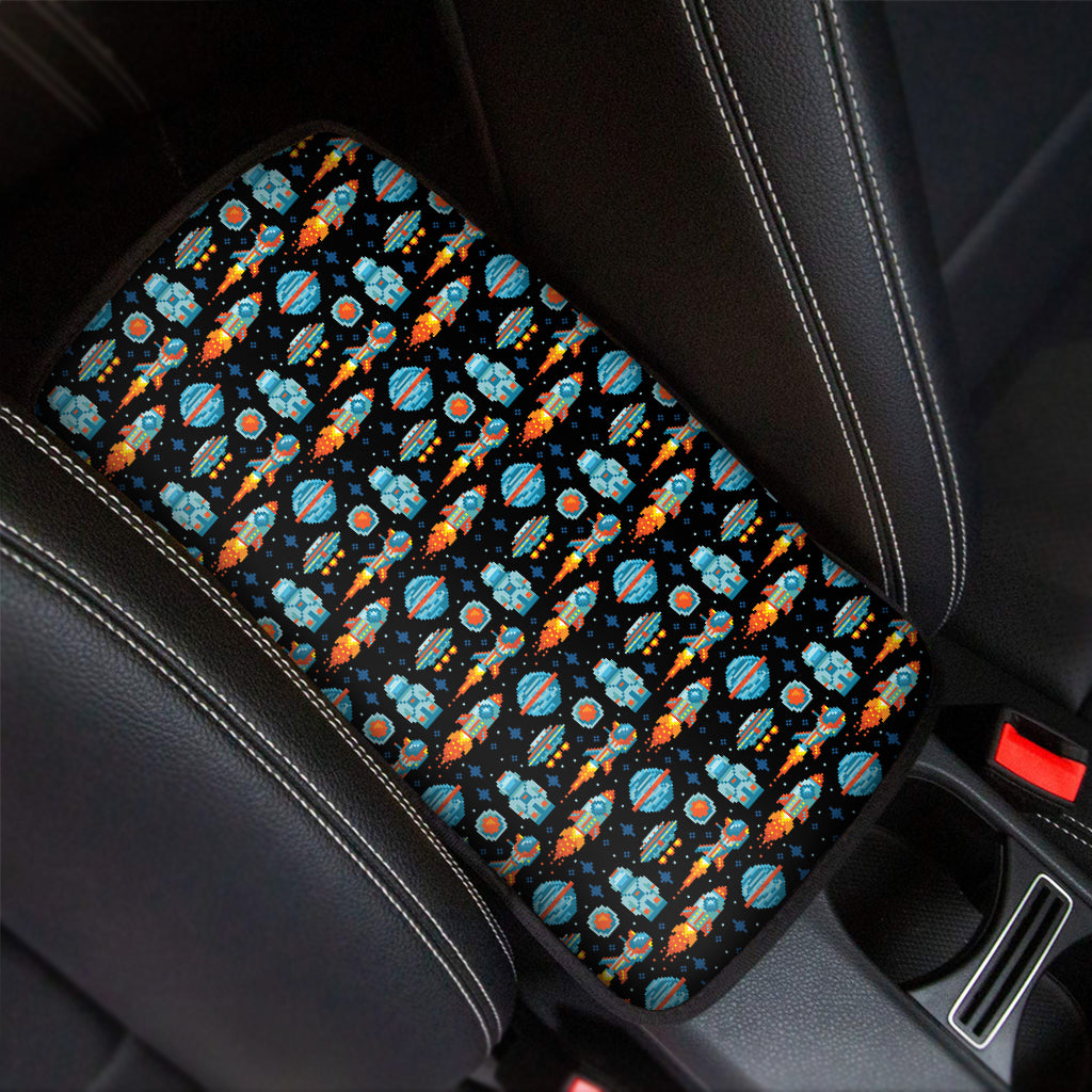Astronaut And Space Pixel Pattern Print Car Center Console Cover