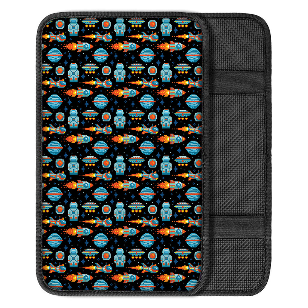 Astronaut And Space Pixel Pattern Print Car Center Console Cover