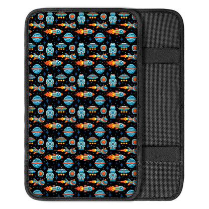 Astronaut And Space Pixel Pattern Print Car Center Console Cover
