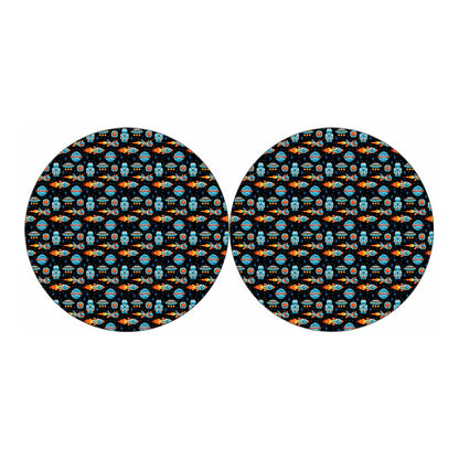 Astronaut And Space Pixel Pattern Print Car Coasters