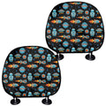 Astronaut And Space Pixel Pattern Print Car Headrest Covers