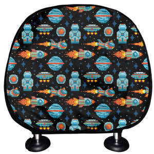 Astronaut And Space Pixel Pattern Print Car Headrest Covers