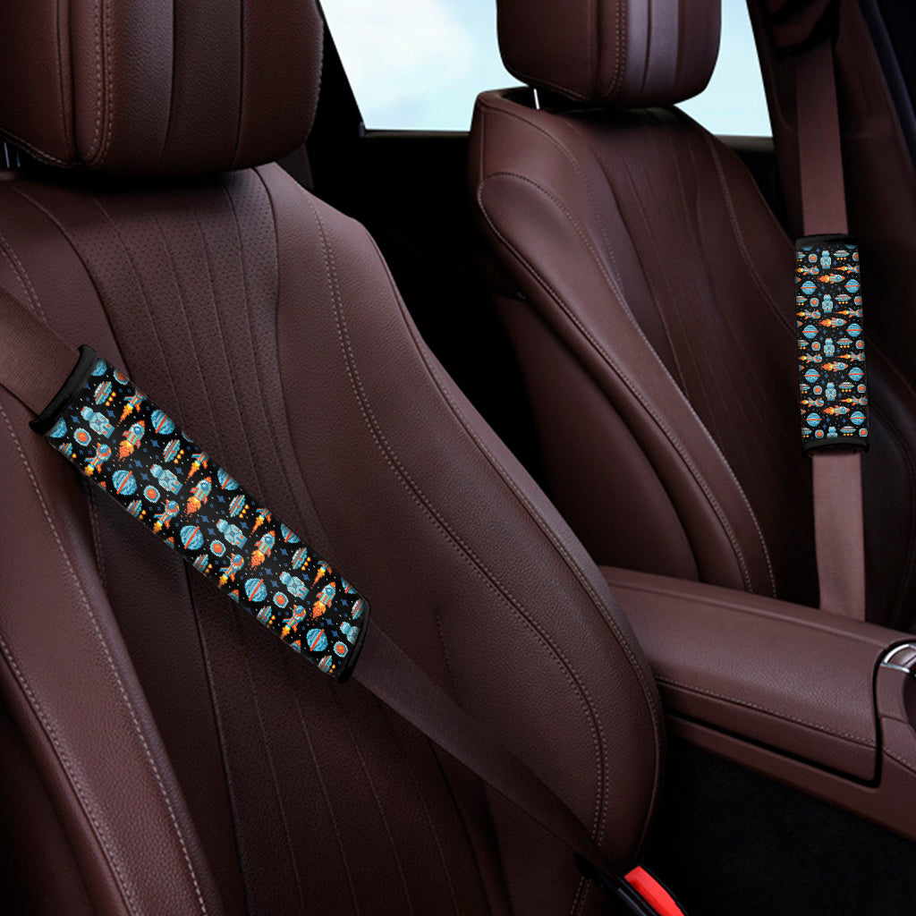 Astronaut And Space Pixel Pattern Print Car Seat Belt Covers
