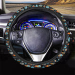 Astronaut And Space Pixel Pattern Print Car Steering Wheel Cover