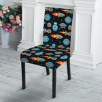 Astronaut And Space Pixel Pattern Print Dining Chair Slipcover