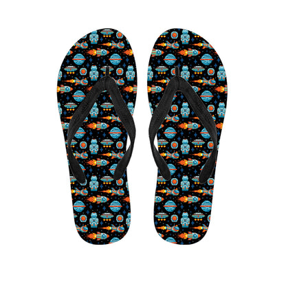 Astronaut And Space Pixel Pattern Print Flip Flops