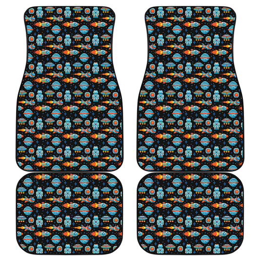 Astronaut And Space Pixel Pattern Print Front and Back Car Floor Mats