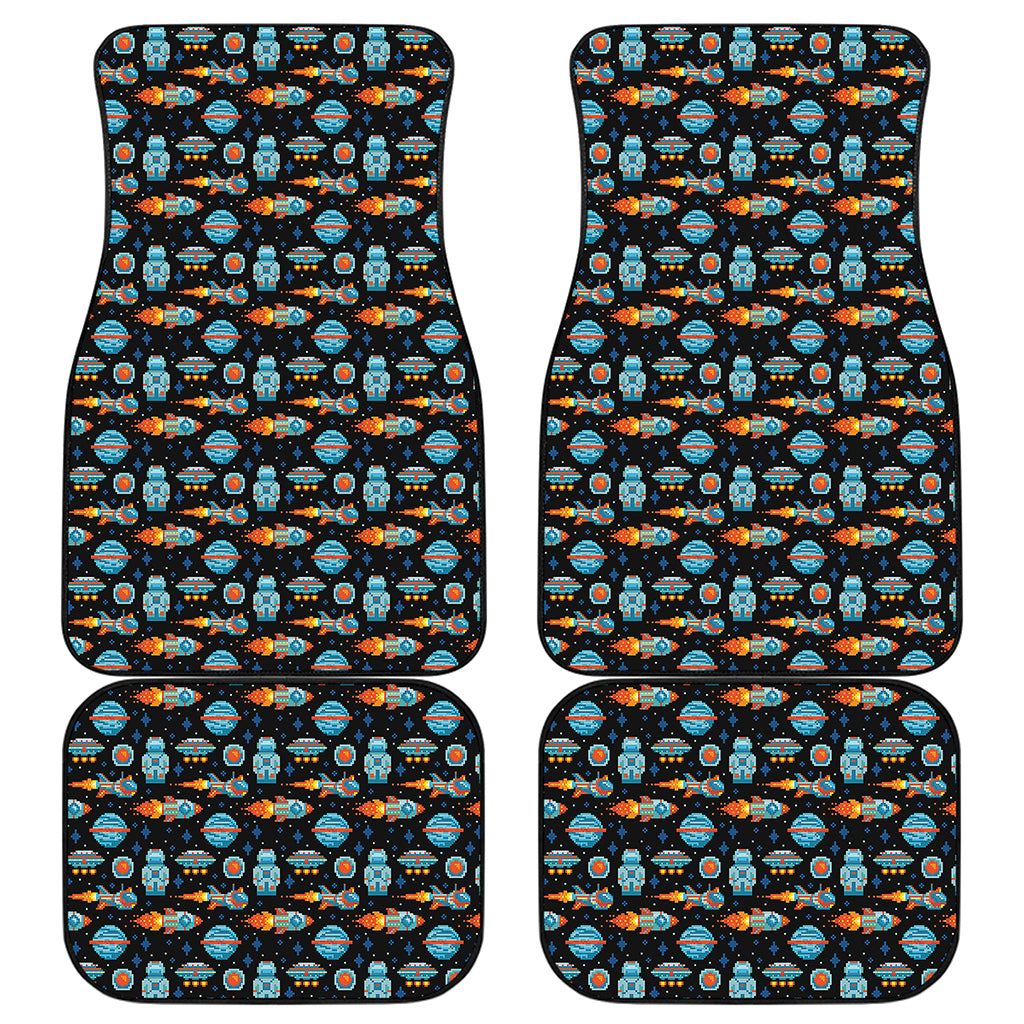 Astronaut And Space Pixel Pattern Print Front and Back Car Floor Mats