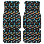 Astronaut And Space Pixel Pattern Print Front and Back Car Floor Mats