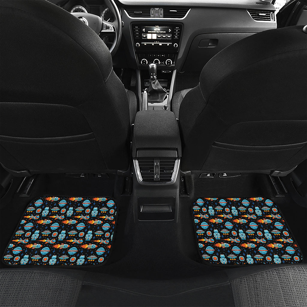 Astronaut And Space Pixel Pattern Print Front and Back Car Floor Mats